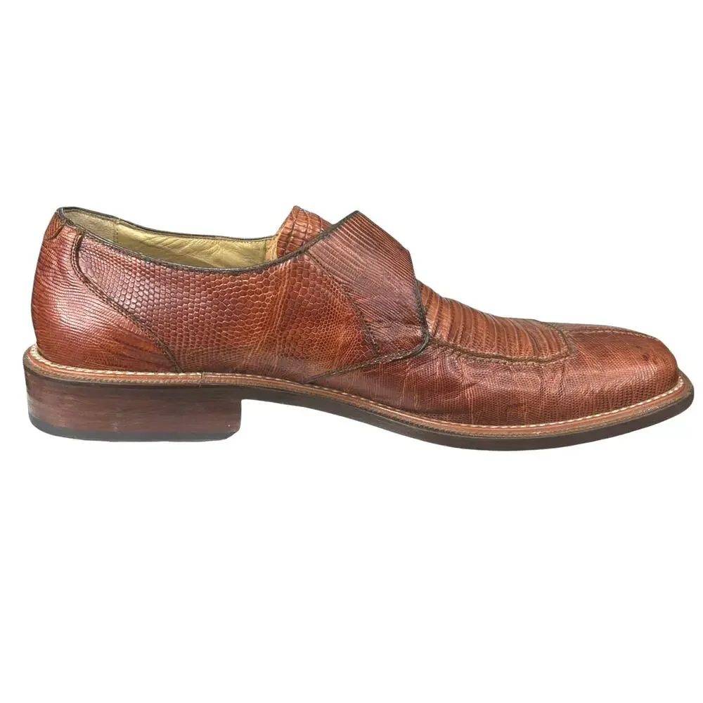 Julio Blanco Men’s Brown Lizard Monk Strap Dress Shoes Size US 10.5
